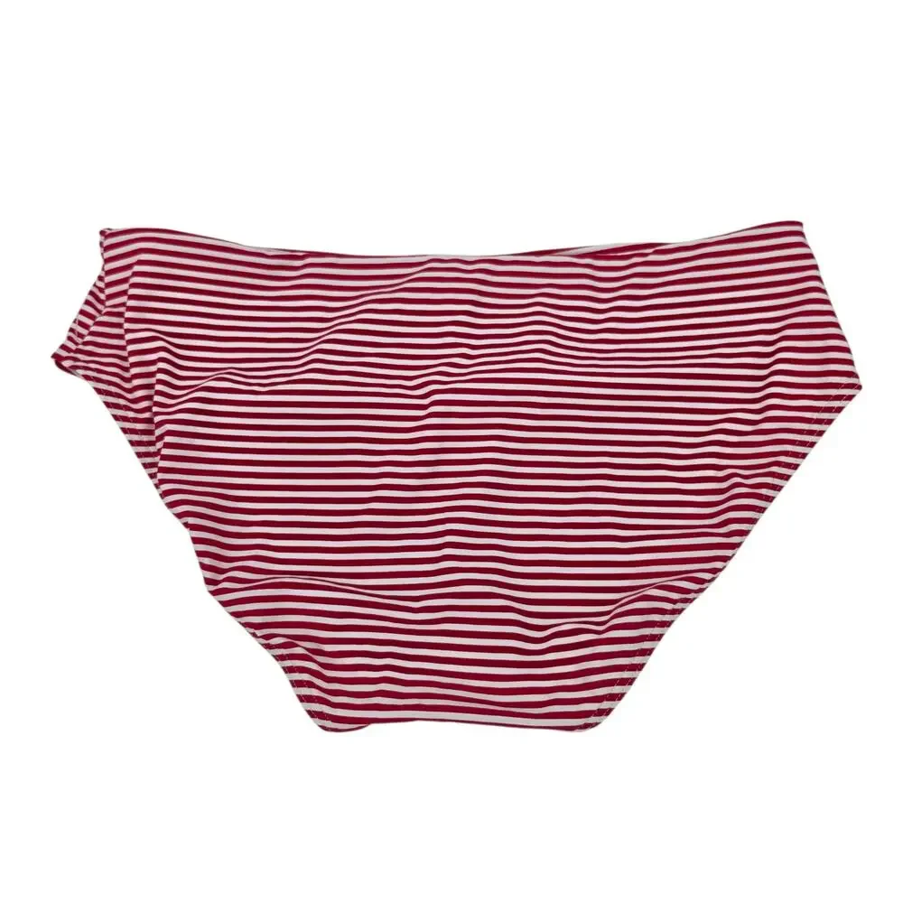 NWOT Sea Level Swim Red & White Stripe Varsity Mid Rise Bikini Bottoms Size 8